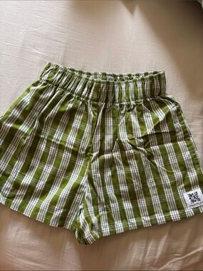 Kahui Palaka Green Plaid Women’s Elastic-Waist Shorts